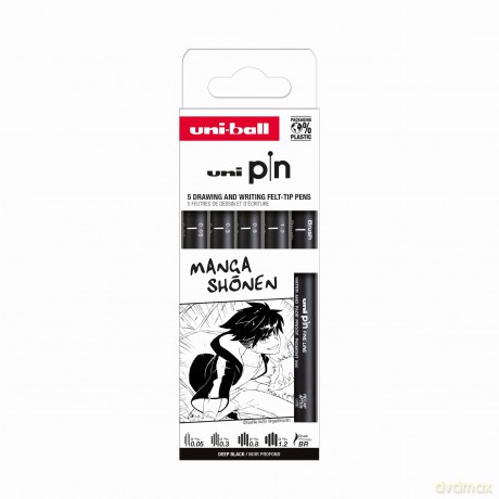 Cienkopis kreślarski PIN 200 Manga Shonen czarny różne grubości 5 szt.