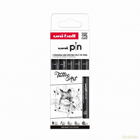 Cienkopis kreślarski PIN- 200 Tattoo Art czarny różne grubości 5szt.