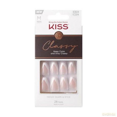KISS szt.pazn.na klej Classy Nails, Silk Dress, White, Medium Coffin
