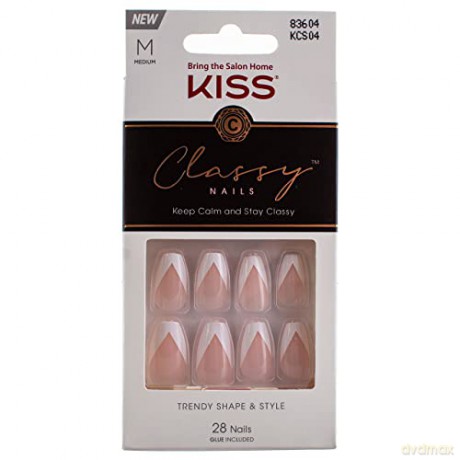 KISS szt.pazn.na klej Classy Nails, Silk Dress, White, Medium Coffin