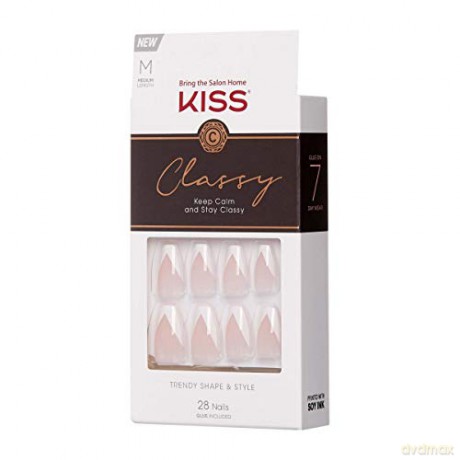 KISS szt.pazn.na klej Classy Nails, Silk Dress, White, Medium Coffin
