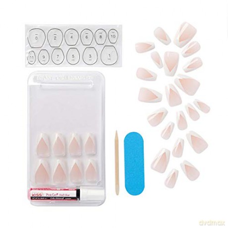 KISS szt.pazn.na klej Classy Nails, Silk Dress, White, Medium Coffin