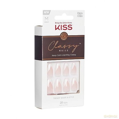 KISS szt.pazn.na klej Classy Nails, Silk Dress, White, Medium Coffin