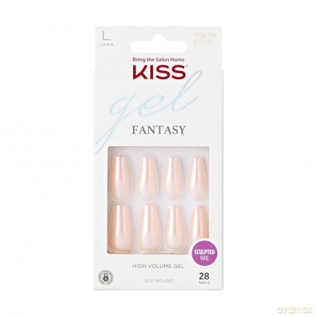 KISS szt.pazn.na klej Gel Fantasy Sculpted, Pearl, Long Length, Coffin Shape