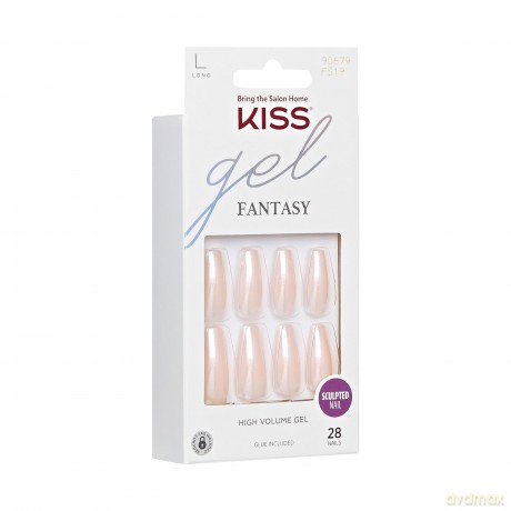 KISS szt.pazn.na klej Gel Fantasy Sculpted, Pearl, Long Length, Coffin Shape