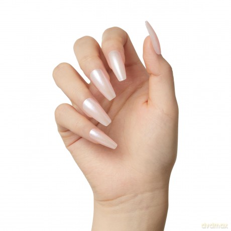 KISS szt.pazn.na klej Gel Fantasy Sculpted, Pearl, Long Length, Coffin Shape