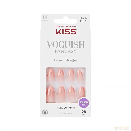 KISS szt.pazn.na klej Voguish Fantasy French, Pink French Tips, Medium, Almond Shape