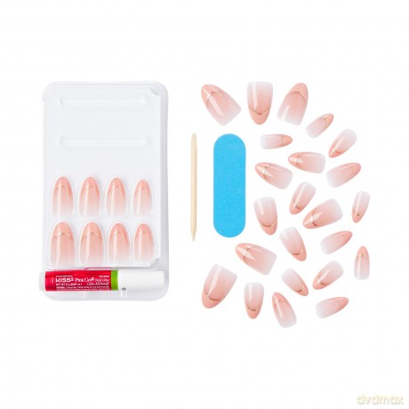 KISS szt.pazn.na klej Voguish Fantasy French, Pink French Tips, Medium, Almond Shape