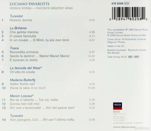 Pavarotti: Nessun Dorma - Puccini's Greatest Arias [CD]