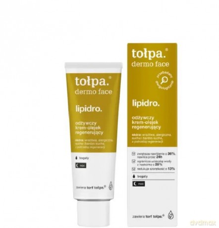 TOŁPA Dermo Face Lipidro. Odżywczy Krem-Olejek regenerujący na noc 40ml