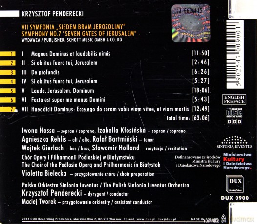 Krzysztof Penderecki: Symphony No.7 - Seven Gates Of Jerusalem (7 Bram Jerozolimy) [CD]