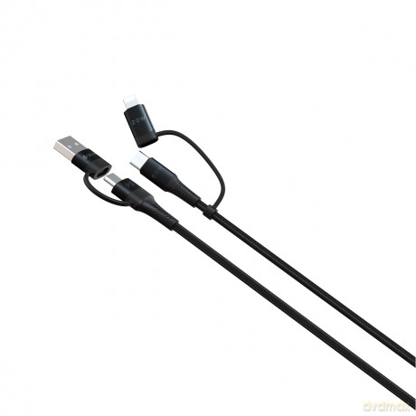 Devia kabel Extreme 4w1 PD USB-C + USB - USB-C + Lightning 1,5 m czarny