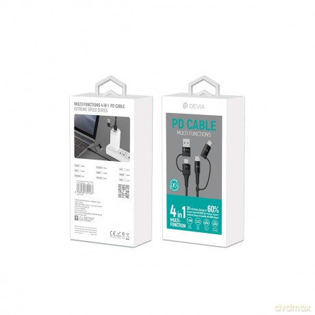 Devia kabel Extreme 4w1 PD USB-C + USB - USB-C + Lightning 1,5 m czarny