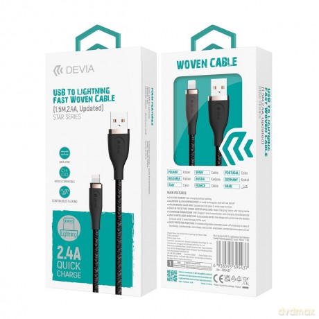 Devia kabel Star USB - Lightning 1,5 m 2,4A czarny
