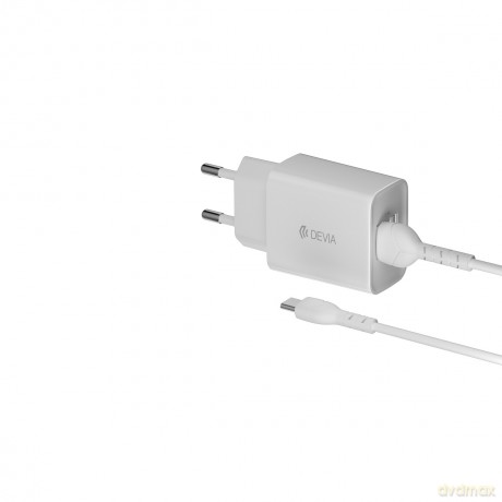 Devia ładowarka sieciowa Smart 2x USB 2,4A biała + kabel USB-C