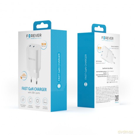 Forever ładowarka sieciowa GaN PD QC TC-05-35CC 2x USB-C 35W biała