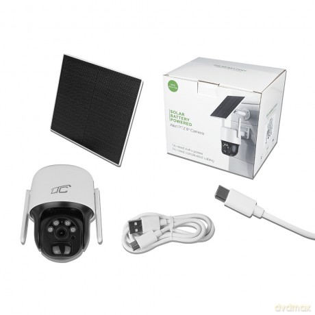 Kamera solarna obrotowa zewn. biała IP66 PTZ WiFi IP66 3Mpix 3W USBC-C 5V 9600mAh 320* SMART LTC Vision