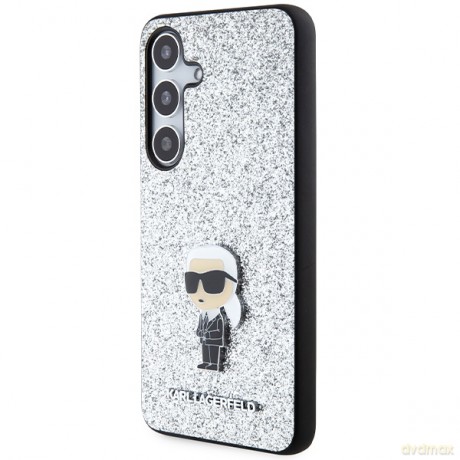 Karl Lagerfeld nakładka do Samsung Galaxy S24 KLHCS24SGCNPSG srebrna HC IKONIK FIXED GLITTER IKONIK LOGO METAL PIN
