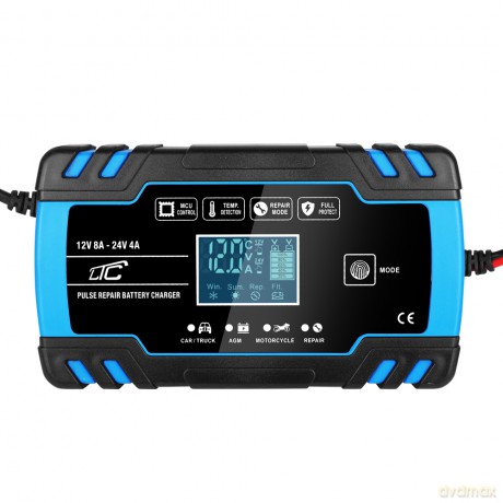 Ładowarka automatyczna, prostownik mikroprocesorowy LTC 12V 8A - 24V 4A niebieski