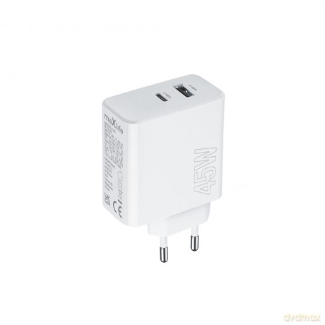 Maxlife ładowarka sieciowa PD QC MXTC-07-45AC 1x USB-C 1x USB 45W biała