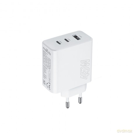 Maxlife ładowarka sieciowa PD QC MXTC-07-45ACC 2x USB-C 1x USB 45W biała