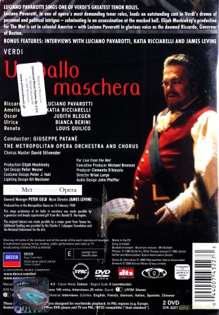 Pavarotti: Verdi:Un Ballo In Maschera [DVD]