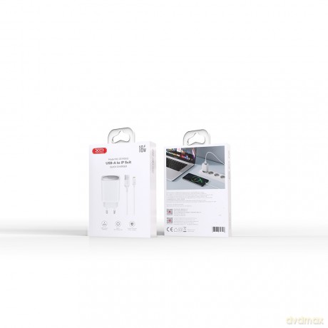 XO ładowarka sieciowa CE19 QC 18W 1x USB biała + kabel Lightning