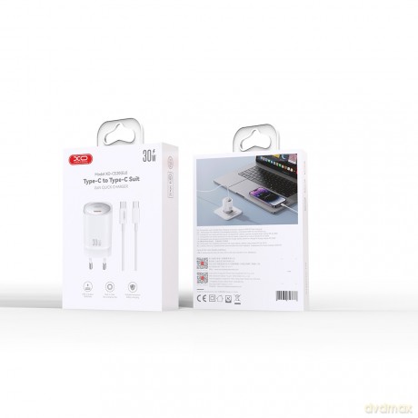 XO ładowarka sieciowa CE20 PD 30W 1x USB-C biała + kabel USB-C - USB-C
