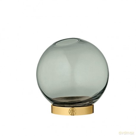 AYTM - GLOBE vase with stand, 10cm - Forest/Gold