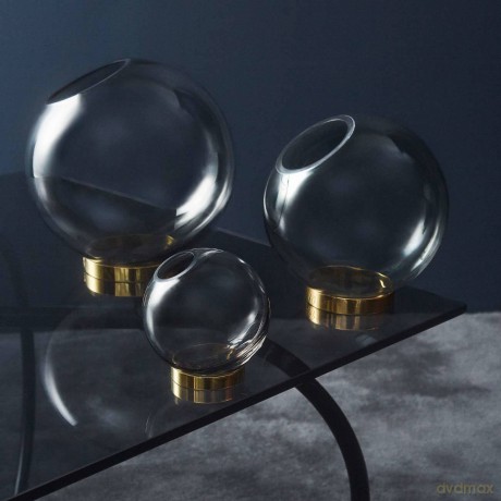 AYTM - GLOBE vase with stand, 10cm - Forest/Gold