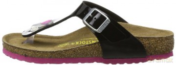 Birkenstock - GIZEH Kids Birko-Flor Narrow - Black Lack W/Pink Outsole