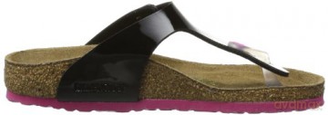 Birkenstock - GIZEH Kids Birko-Flor Narrow - Black Lack W/Pink Outsole