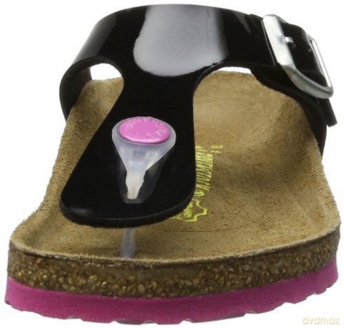 Birkenstock - GIZEH Kids Birko-Flor Narrow - Black Lack W/Pink Outsole