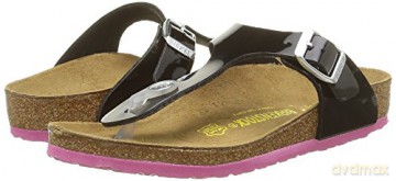 Birkenstock - GIZEH Kids Birko-Flor Narrow - Black Lack W/Pink Outsole