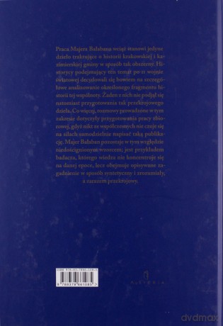 Historia Żydów W Krakowie I Na Kazimierzu Tom II Majer Bałaban [KSIĄŻKA]
