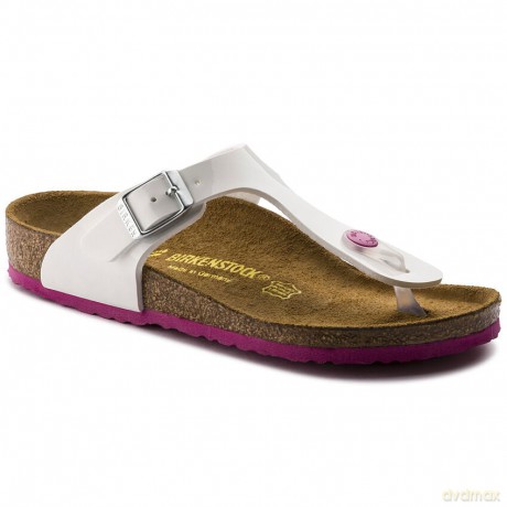 Birkenstock - GIZEH Kids Birko-Flor Narrow - White Lack W/Pink Outsole