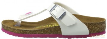 Birkenstock - GIZEH Kids Birko-Flor Narrow - White Lack W/Pink Outsole