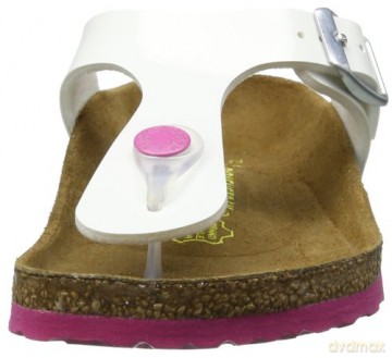 Birkenstock - GIZEH Kids Birko-Flor Narrow - White Lack W/Pink Outsole