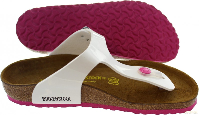 Birkenstock - GIZEH Kids Birko-Flor Narrow - White Lack W/Pink Outsole