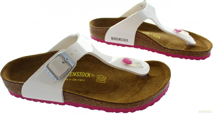 Birkenstock - GIZEH Kids Birko-Flor Narrow - White Lack W/Pink Outsole