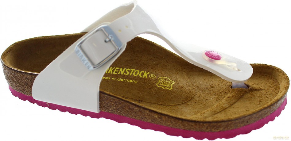 Birkenstock - GIZEH Kids Birko-Flor Narrow - White Lack W/Pink Outsole