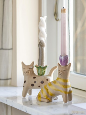 Bloomingville - Set of 2 - Mamie Cat Candlestick (82058194)