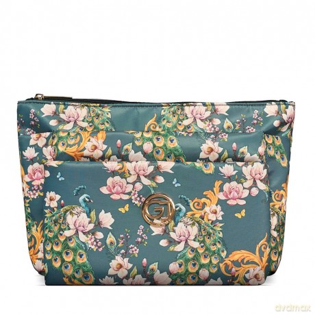 Gillian Jones - 3-room cosmetic bag - Green flowerprint