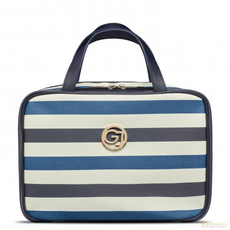 Gillian Jones - Organizer Cosmetic bag w. hangup function - Dark blue/white stripes