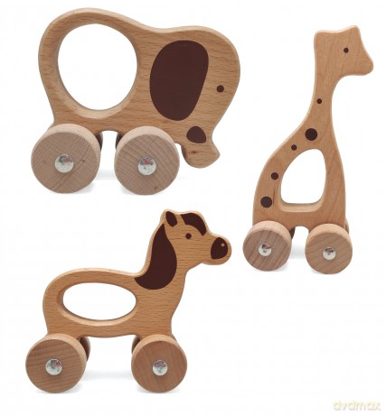 Magni - Wooden animals on wheels - 3 pcs. (3938) [FIGURKA]