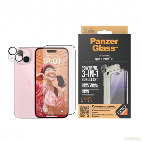 PanzerGlass - Apple Iphone 15 6,1 Ultra Wide Fit Bundle + Picture Perfect + Hardcase with D30