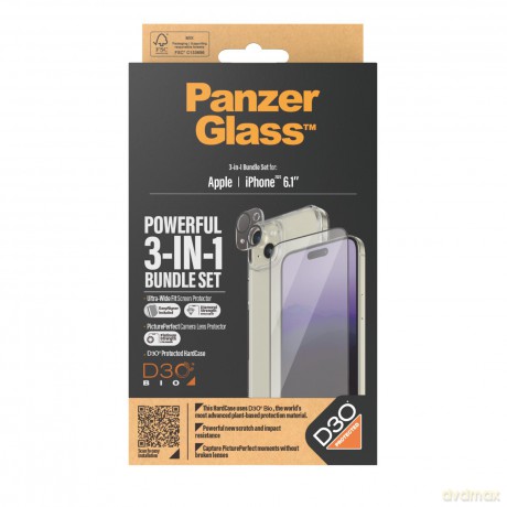 PanzerGlass - Apple Iphone 15 6,1 Ultra Wide Fit Bundle + Picture Perfect + Hardcase with D30