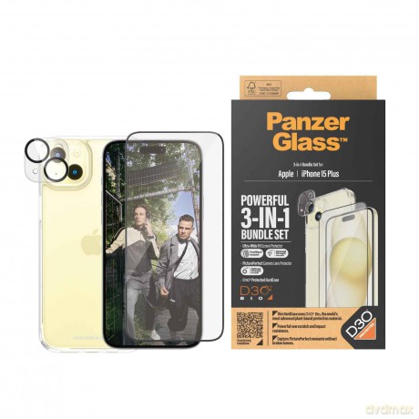 PanzerGlass - Apple Iphone 15 Plus 6,7 Ultra Wide Fit Bundle + Picture Perfect + Hardcase with D30