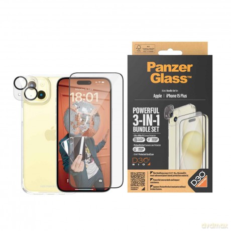 PanzerGlass - Apple Iphone 15 Plus 6,7 Ultra Wide Fit Bundle + Picture Perfect + Hardcase with D30
