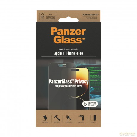 PanzerGlass - Privacy Screen Protector Apple iPhone 14 Pro - Classic Fit